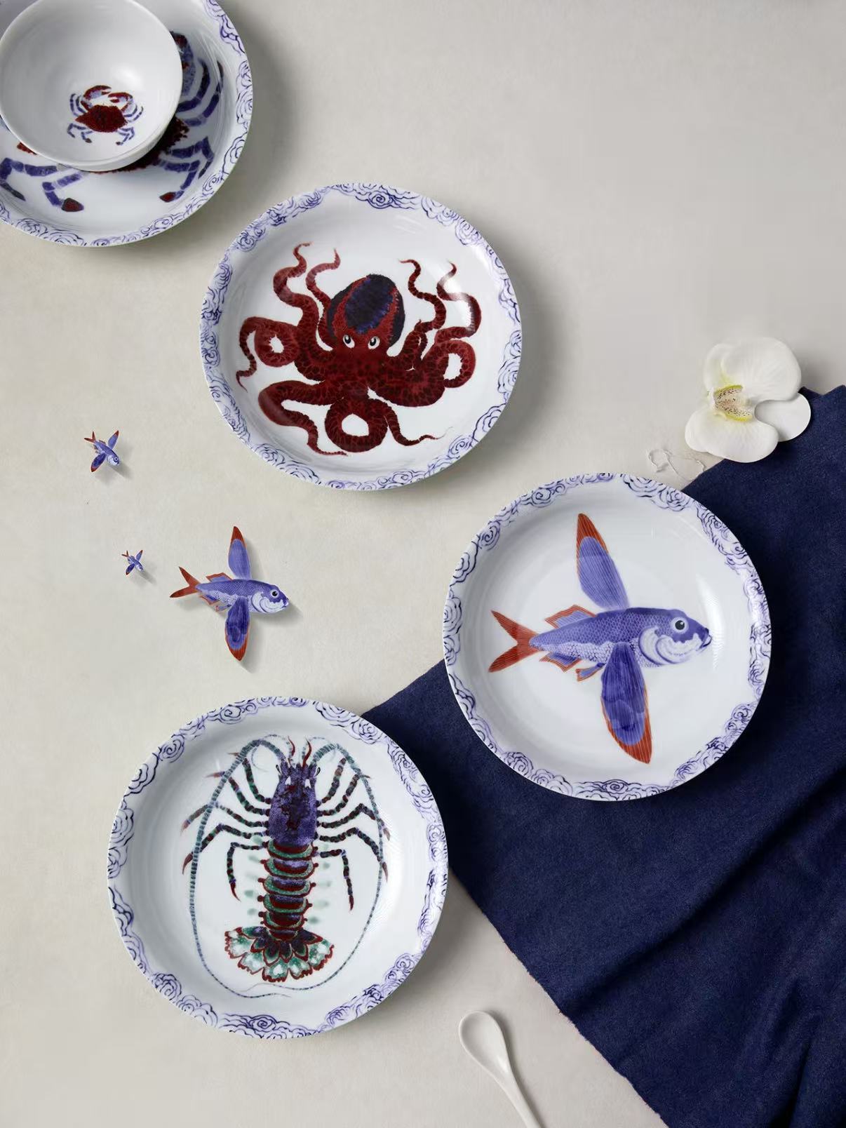 Eleven China Arts Chinese Sweet Plate Set of 4