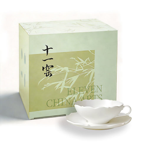 Song-Style Petal-Rim White Tea Cup & Saucer