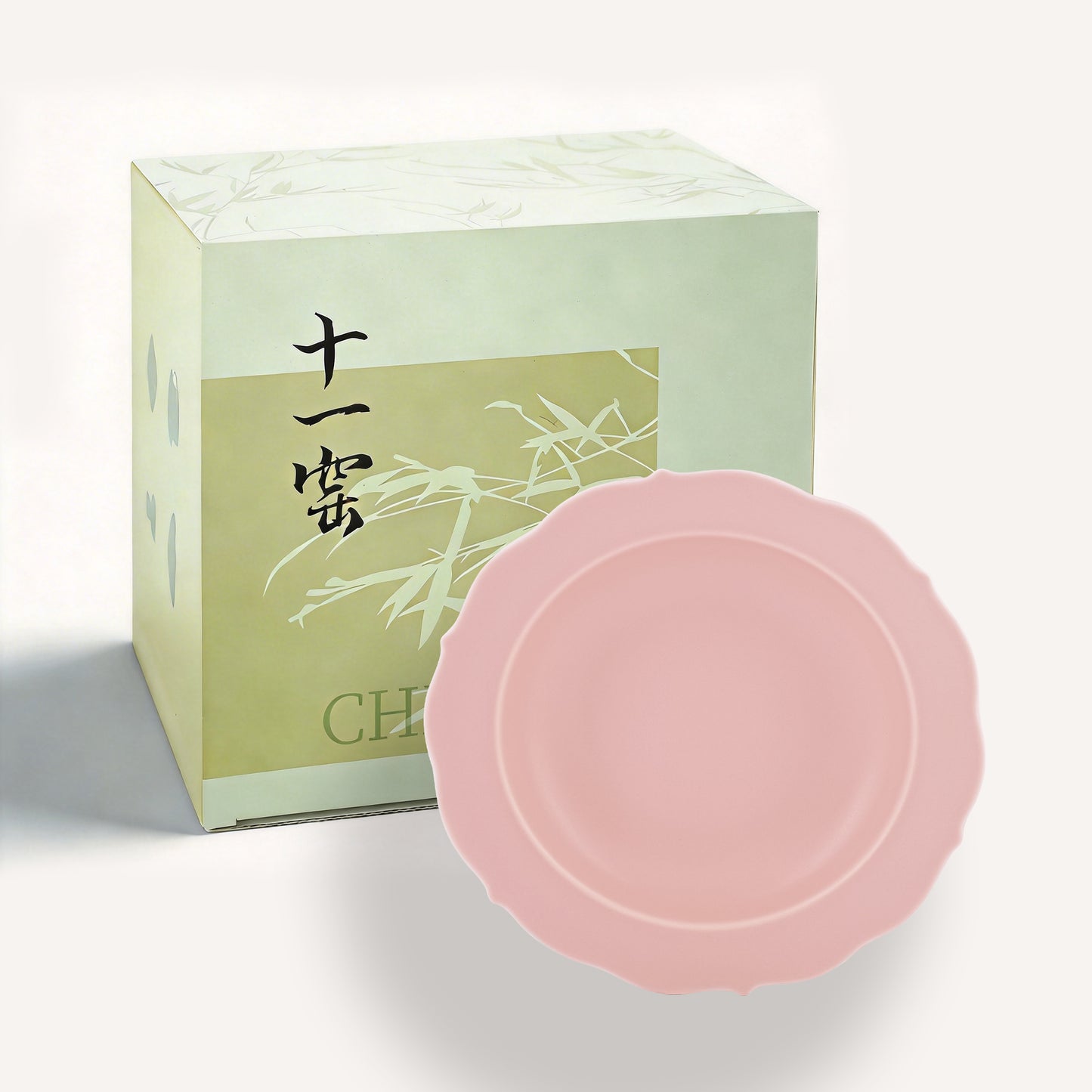 Song-Style Petal-Rim Matte Pink 19cm Deep Plate