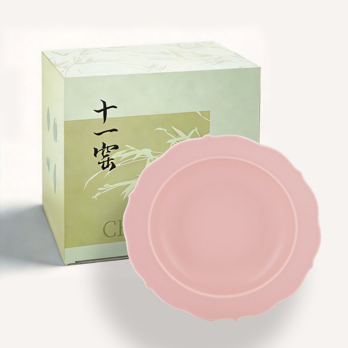 Song-Style Petal-Rim Matte Pink 22cm Dinner Plate