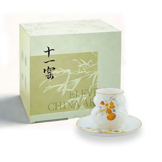 Fortune Cup and Saucer Set (White)