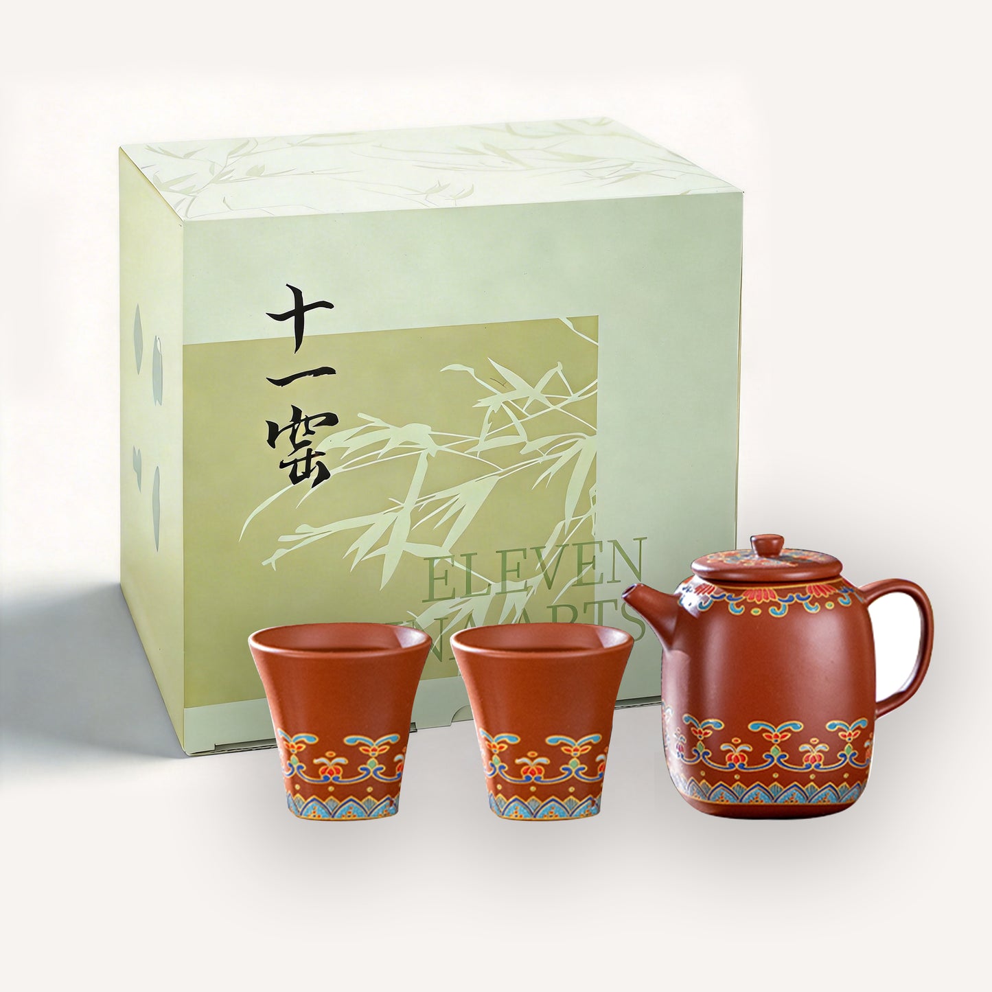 Zisha Square Buddhis Colors One pot and two cups set