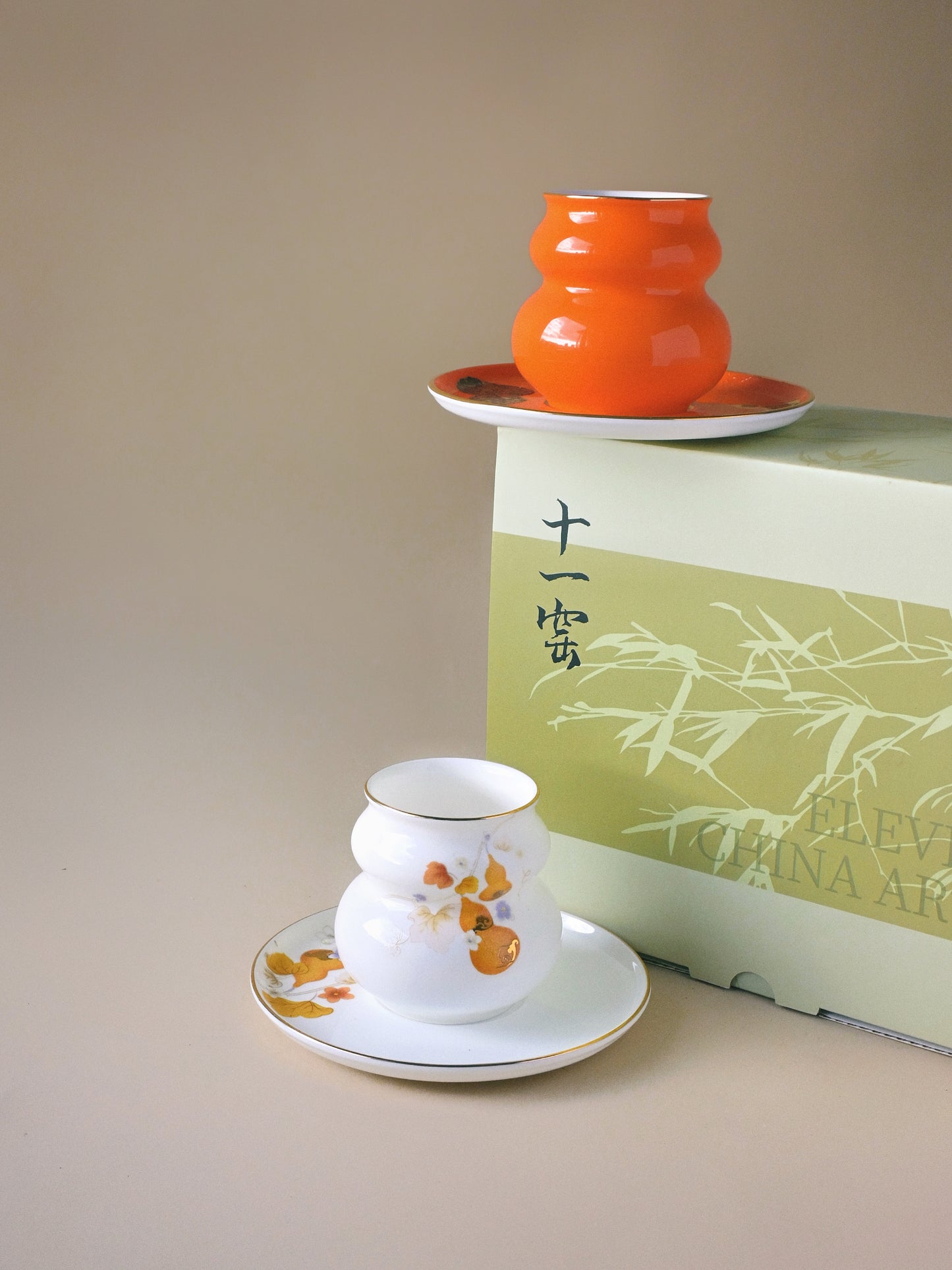 Fortune Cup and Saucer Set (Orange)