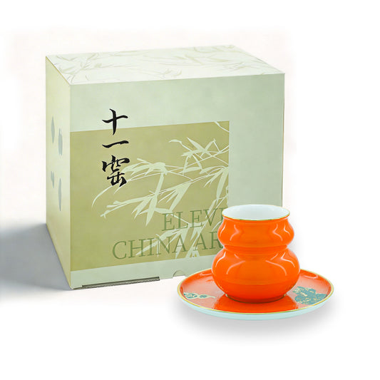 Fortune Cup and Saucer Set (Orange)